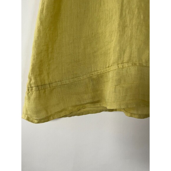 CP Shades Top Womens Small Chartreuse Green 100% Linen Made In USA Coastal Boho - Picture 3 of 6